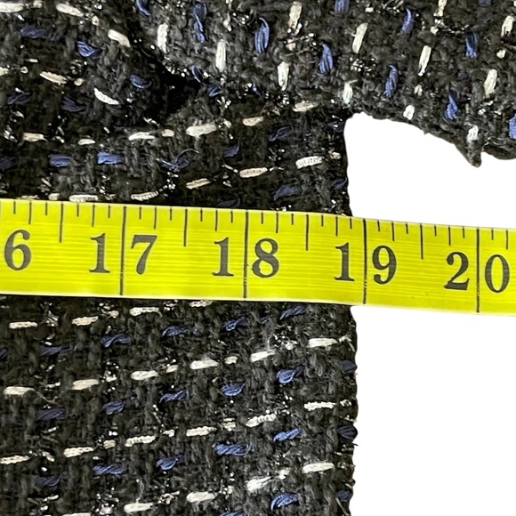 Anthropologie Dolan Black/Blue/Silver Tweed Open Front Peplum Blazer Jacket (L) - Picture 9 of 14